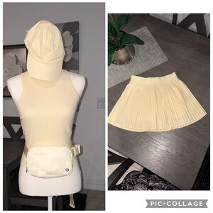 LuLuLemon pleated skirt,top,Fanny pack and cap size s/M
